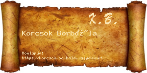 Korcsok Borbála névjegykártya